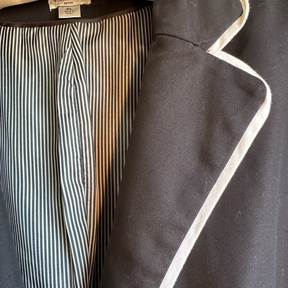 Worthington Cotton/Spandex Blazer Black w White Edging Front Zip Pockets Lined L - Picture 10 of 11